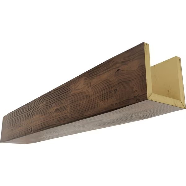 3-Sided (U-beam) Sandblasted Endurathane Faux Wood Ceiling Beam, Premium Aged, 8